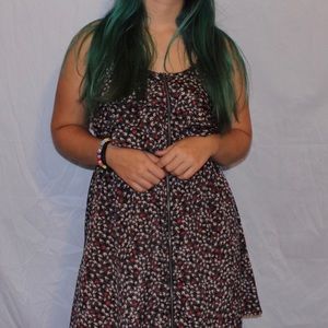 Dark Grey Ruffled Spaghetti Strap Bird Dress